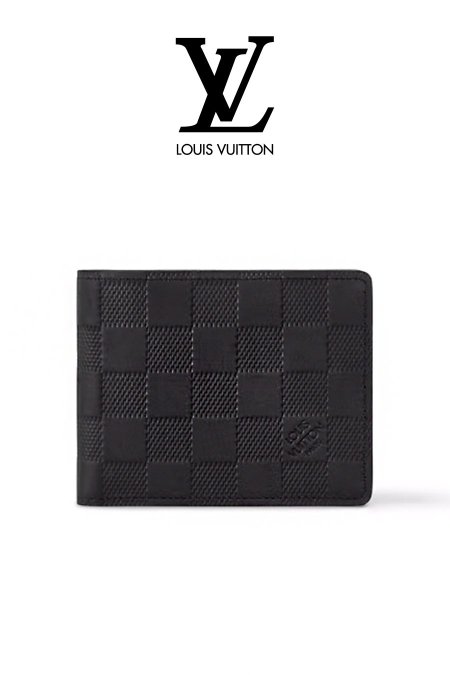 جزدان شبابي -  Louis Vuitton / شامل علبة الشركة  - مربعات اسود / اسود